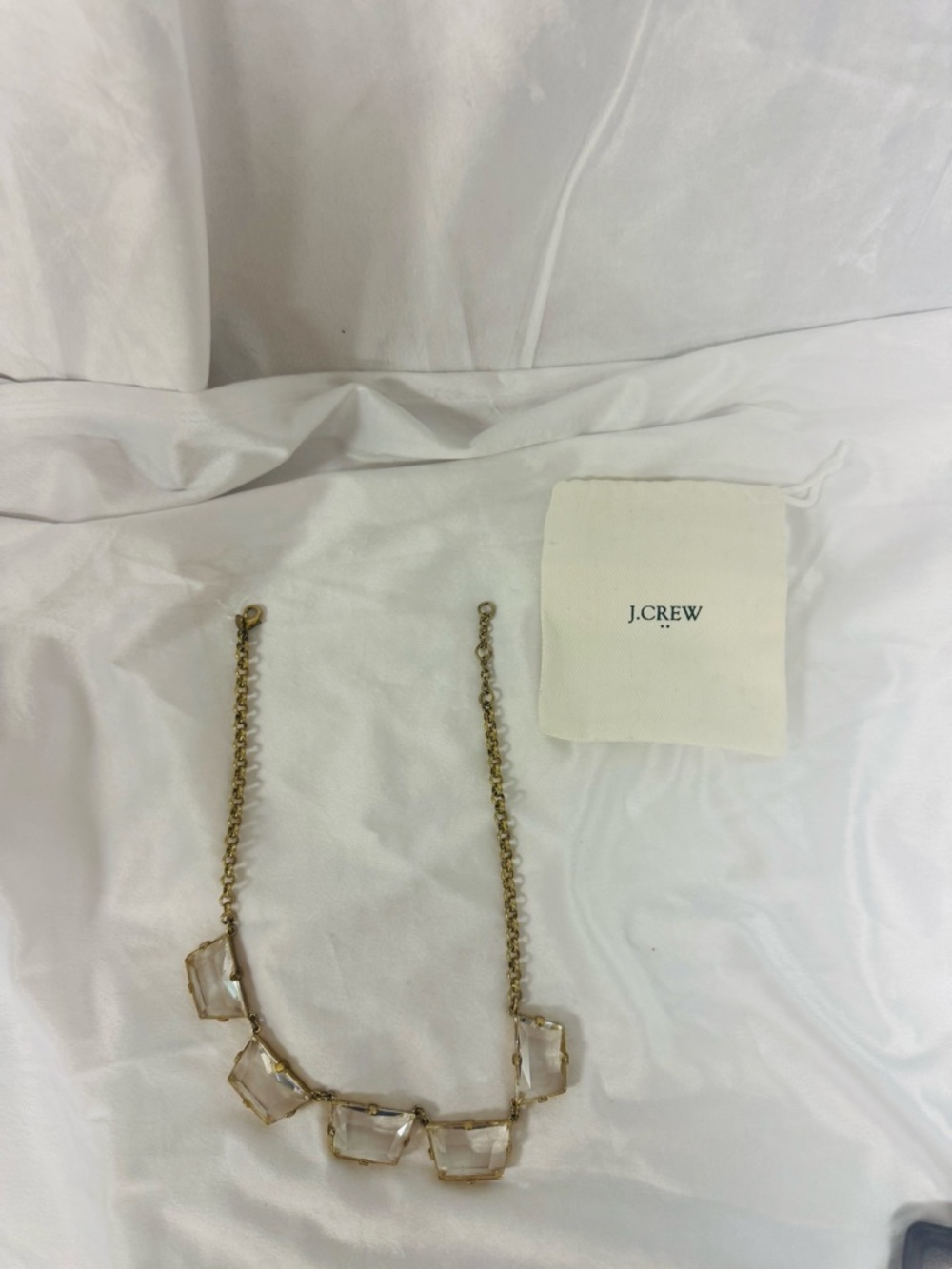 J. Crew Gold Necklace with Clear Geometric Stones - Picture 2 of 3